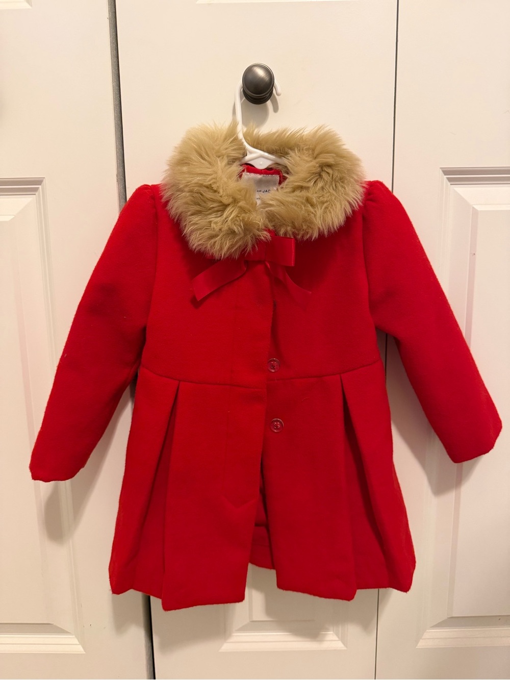 Janie and Jack red pea coat- size 18-24 months